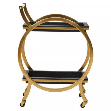 Cardoba Two Tier Black Faux Shagreen Serving Trolley