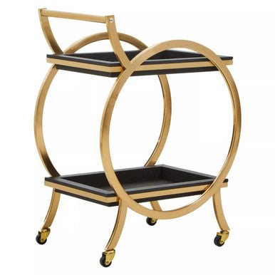Cardoba Two Tier Black Faux Shagreen Serving Trolley