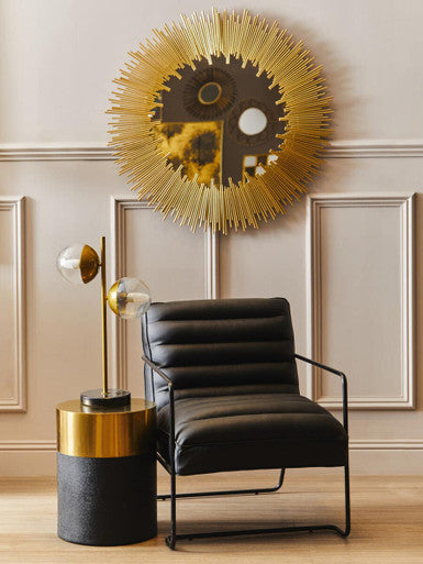 Cardoba Round Black Shagreen Effect Side Table or Stool