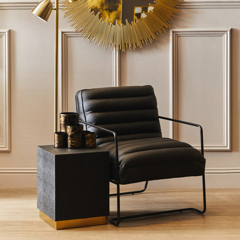 Cardoba Square Black Shagreen Effect Side Table and Stool