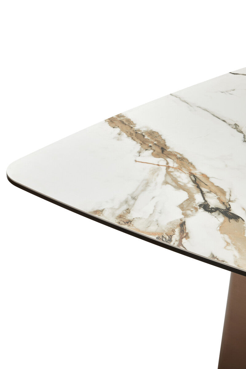 Imperia White Ceramic Marble Effect Rectangular Dining Table