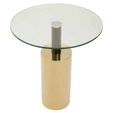 Oria Clear Glass Top and Gold Base Side Table