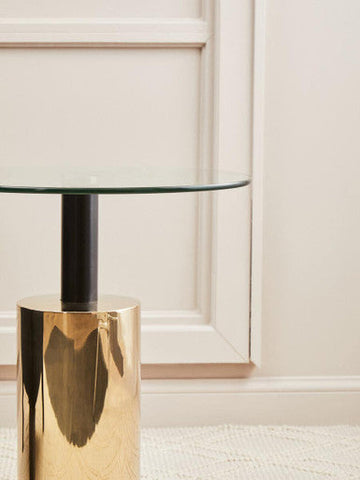 Oria Clear Glass Top and Gold Base Side Table