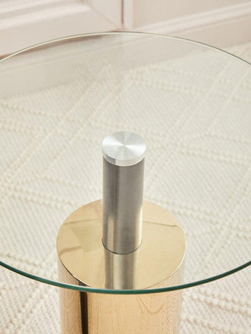 Oria Clear Glass Top and Gold Base Side Table