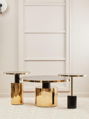 Oria Black Marble Effect Gold Base Coffee Table