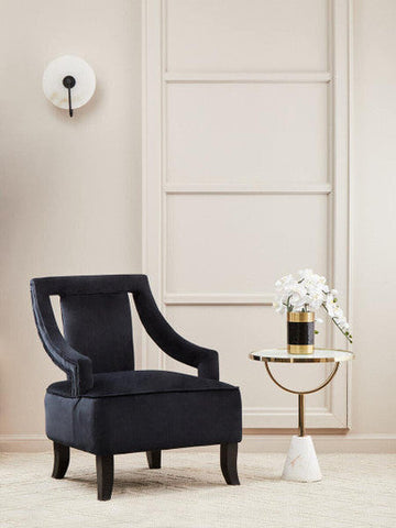 Oria White Glass and Marble Base Side Table