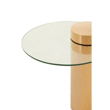 Oria Clear Glass Rose Gold Base Side Table