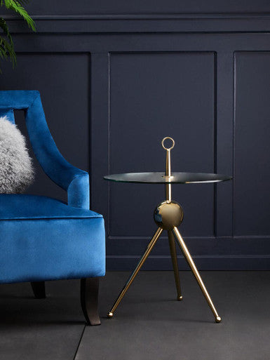 Oria Clear Glass Gold Frame Side Table
