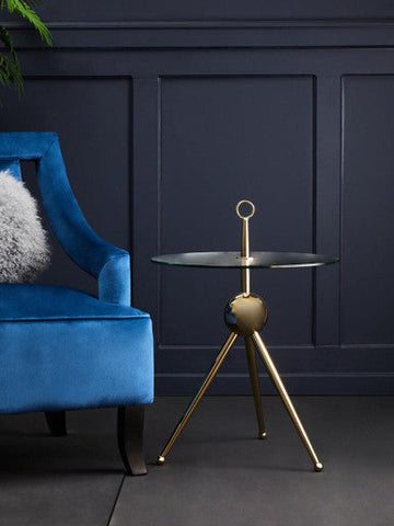 Oria Clear Glass Gold Frame Side Table