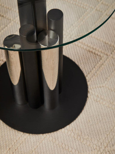 Oria Glass Silver And Black Base Side Table