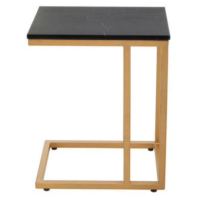 Varana Black Marble Top Side Table With Gold Finish Frame