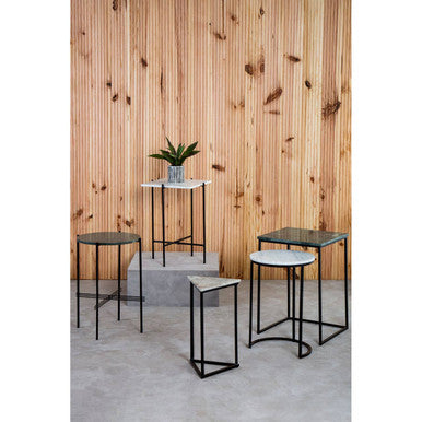 Mandoli White Marble Side Table