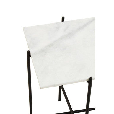 Mandoli White Marble Side Table