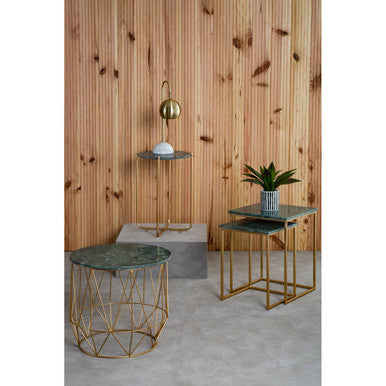 Mandoli Green Side Table With Gold Frame