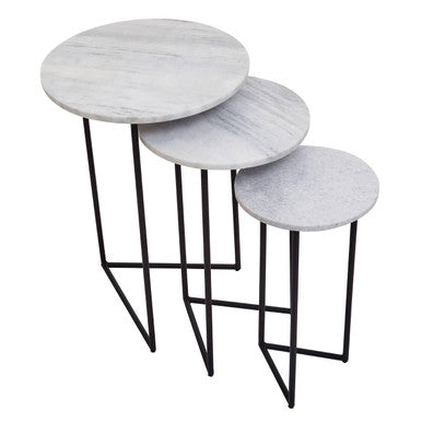 Mandoli Nest Of 3 White Marble Side Tables