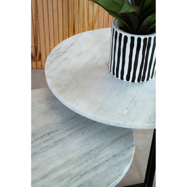 Mandoli Nest Of 3 White Marble Side Tables