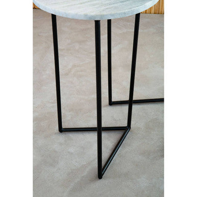 Mandoli Nest Of 3 White Marble Side Tables