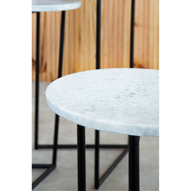 Mandoli Nest Of 3 White Marble Side Tables