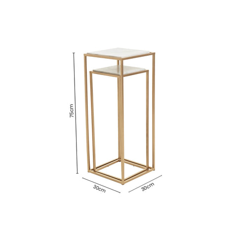 Mandoli Nest Of 2 White Marble Top Square Side Tables