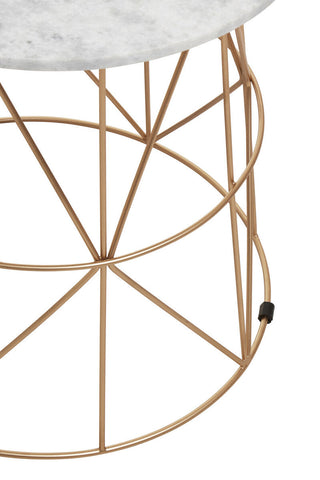 Mandoli White Marble Round Side Table