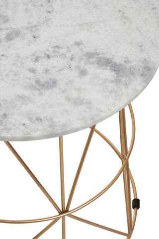 Mandoli White Marble Round Side Table