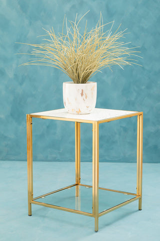 Novi Glass Top And Gold Frame Side Table