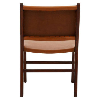 Inca Antique Brown Leather and Teak Wood Chair