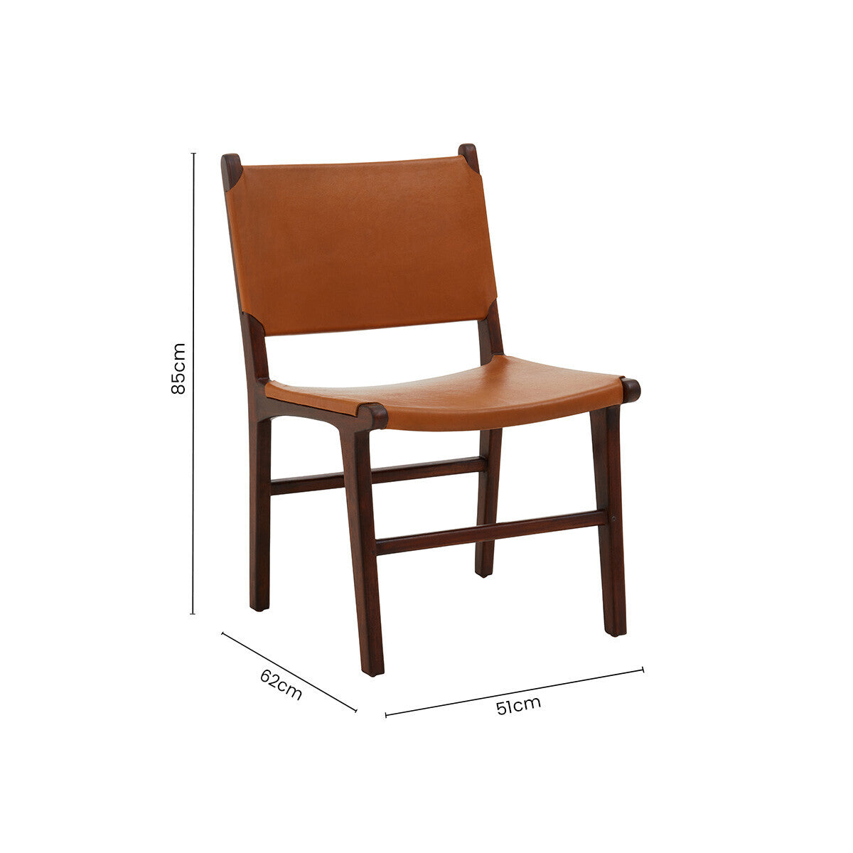 Inca Antique Brown Leather and Teak Wood Chair