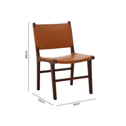 Inca Antique Brown Leather and Teak Wood Chair