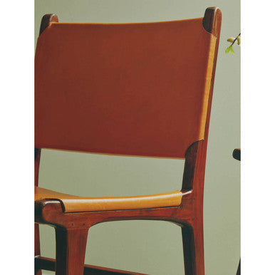 Inca Antique Brown Leather and Teak Wood Chair