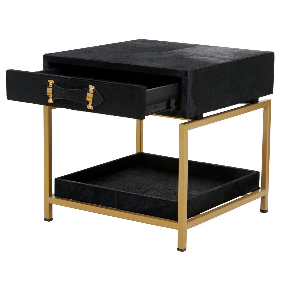 Kensington Townhouse Hair On Leather Bedside Table