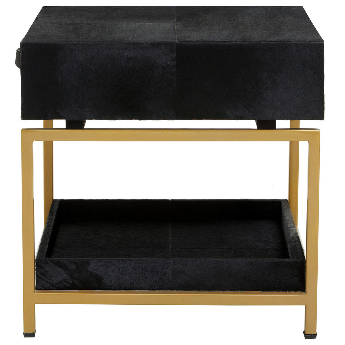 Kensington Townhouse Hair On Leather Bedside Table