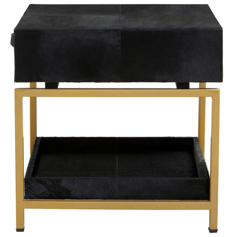 Kensington Townhouse Hair On Leather Bedside Table