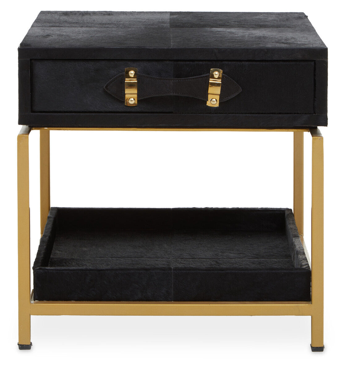 Kensington Townhouse Hair On Leather Bedside Table