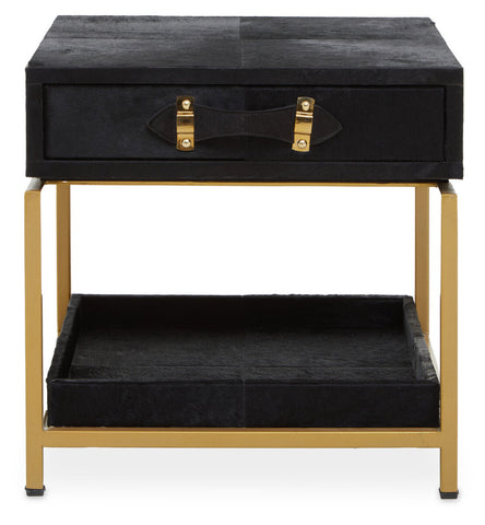 Kensington Townhouse Hair On Leather Bedside Table