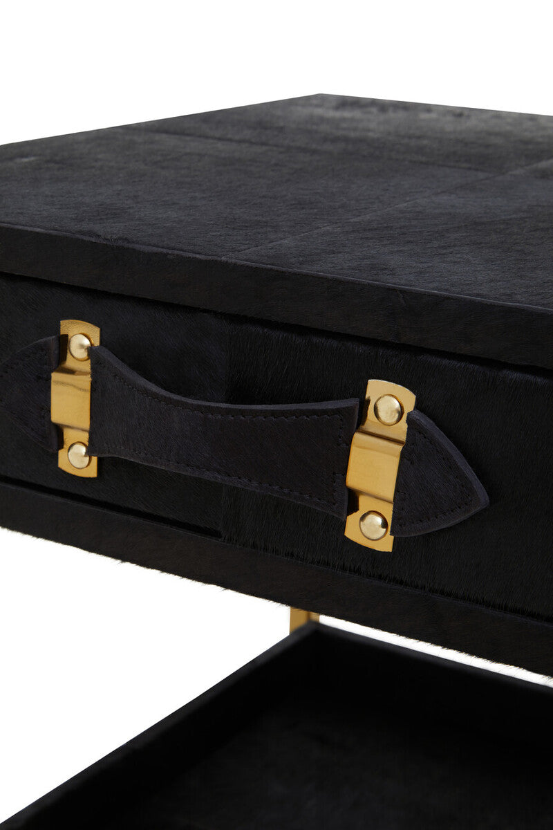 Kensington Townhouse Hair On Leather Bedside Table