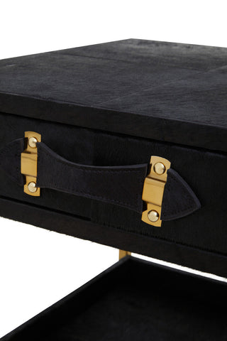 Kensington Townhouse Hair On Leather Bedside Table