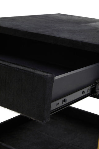 Kensington Townhouse Hair On Leather Bedside Table