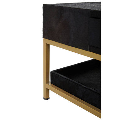 Kensington Townhouse Hair On Leather Black And Gold Coffee Table