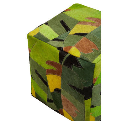 Safira Botanical Leather Pouffe