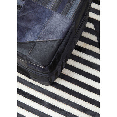 Bosie Safira Black And Grey Deco Hair on Leather Pouffe