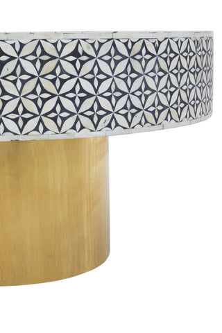 Fusion Round Bone Inlay Coffee Table With Gold Base