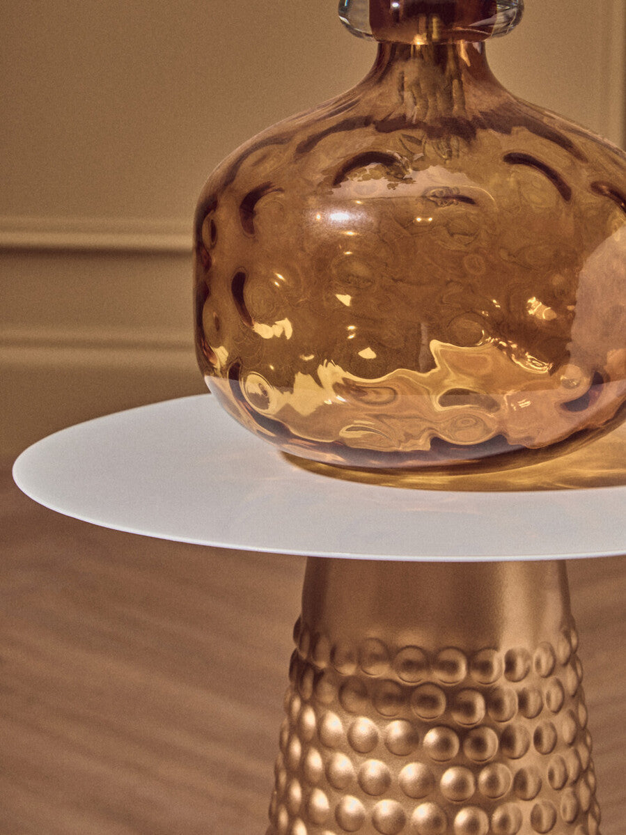Amira White Top Gold Base Side Table