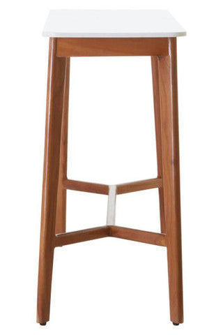 Myan Acacia Wood and White Marble Console Table