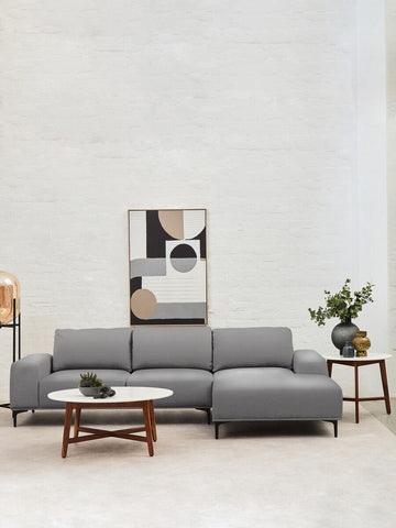 Myan Acacia Wood and  White Marble Coffee Table