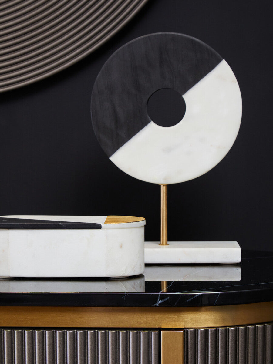 Dervio Grey Two Door Sideboard with Black Marble Top