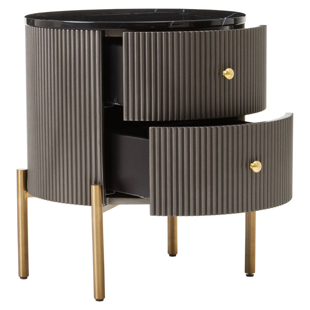 Dervio Grey Two Drawer Chest with Black Marble Top