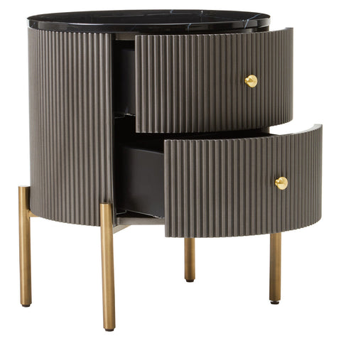 Dervio Grey Two Drawer Chest with Black Marble Top