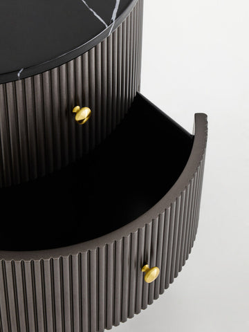 Dervio Grey Two Drawer Chest with Black Marble Top