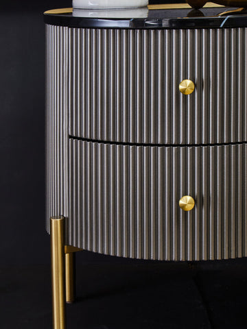 Dervio Grey Two Drawer Chest with Black Marble Top